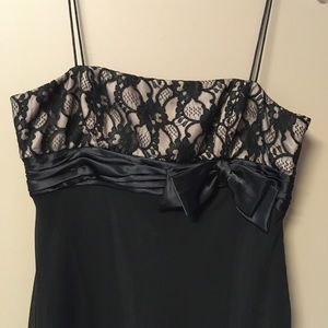 Jones Wear Dress Black Lace Bodice and Satin Trim